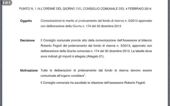 Punto 1 dell'ordine del giorno: prelevamento fondo di riserva http://t.co/N8fZfsOs8Z #opendalmine http://t.co/BMNe0MQWuV
